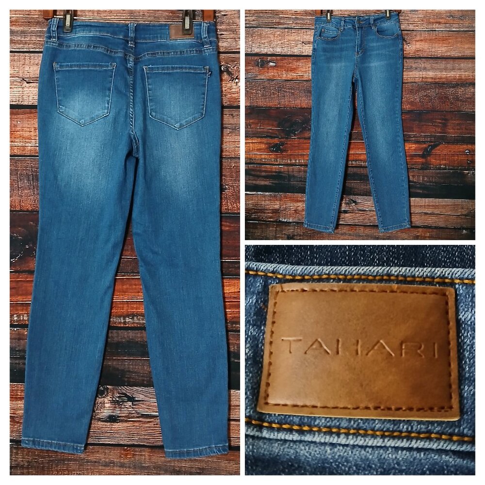 Tahari Jeans 4 27 Ella High Rise Skinny Ankle Crop Blue Denim Stretch